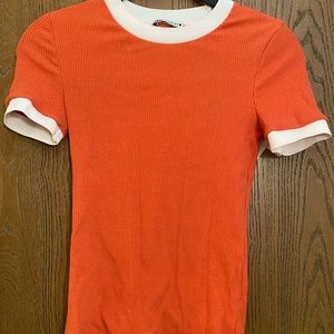 Zara orange ribbed top
